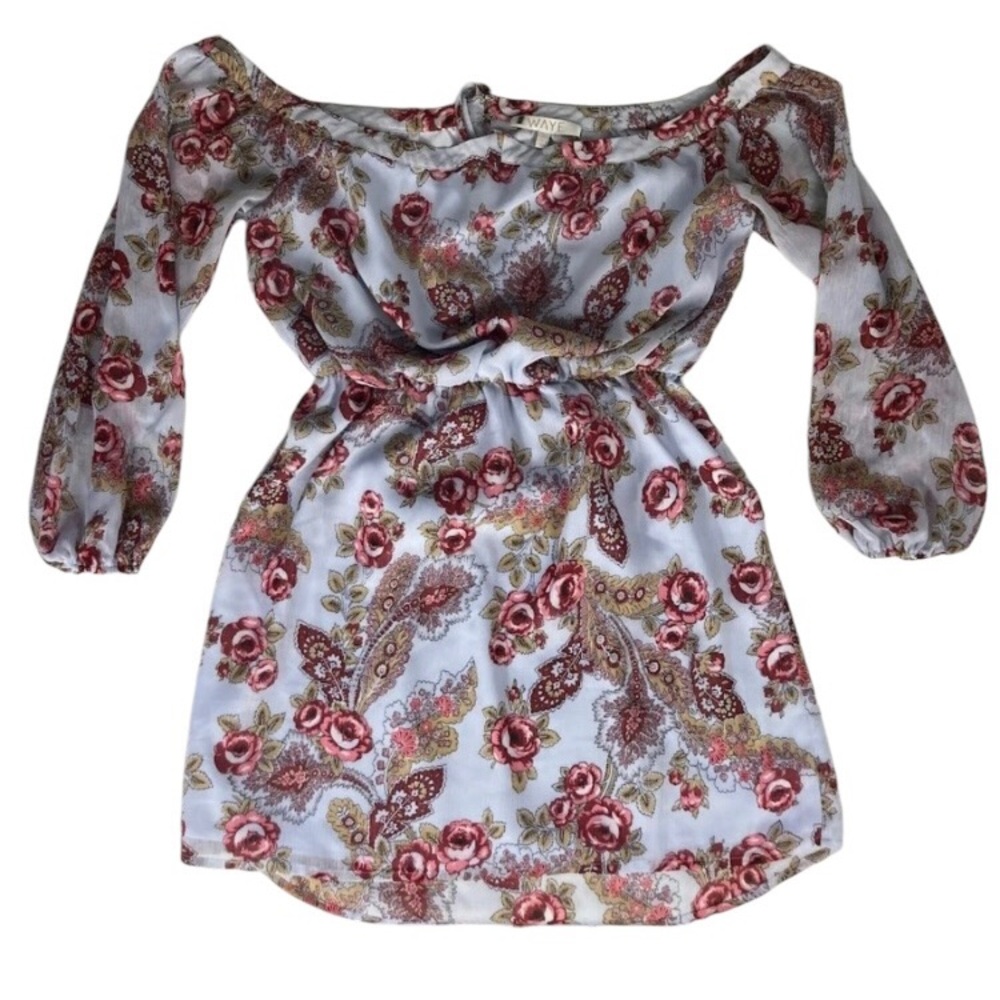 WAYF Small Womans Liberty Floral Paisley Mini Dress Light Blue